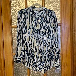 Equipment Animal Print Button Down Shirt